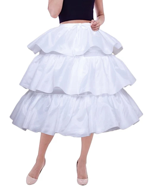 Women Girls Crinoline Petticoat A Line 3 Ruffles-Layers 3-Hoop Skirt...