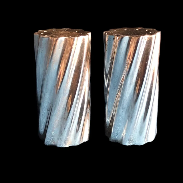 Towle Sterling Silver Salt and Pepper Shaker Set Modern Swirl Design