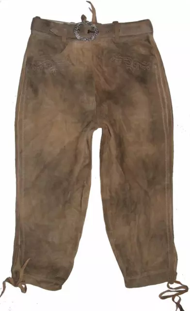 Donne- Trachten- Kniebund- Pantaloni IN Pelle/Pantaloni Costume Marrone Oliva