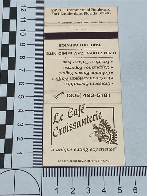 Vintage Matchbook Cover  Le Café Croissanterie a restaurant FT Lauderdale FL gmg