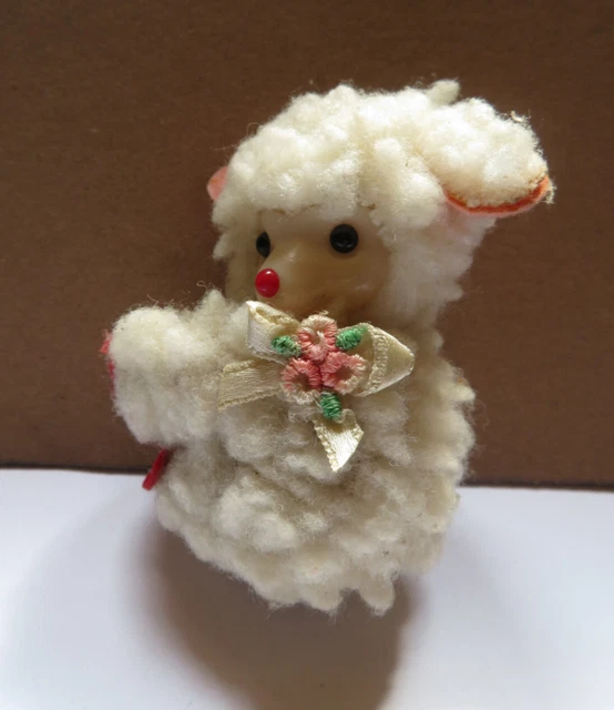 Adorable agneau peluche vintage (années 70) pince doigt