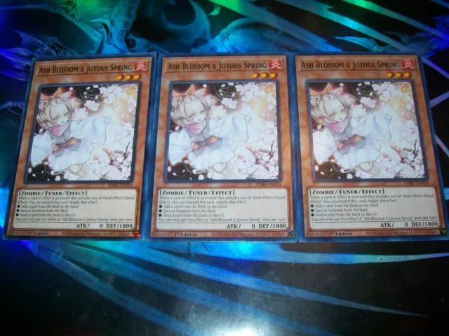 3x Ash Blossom & Joyous Spring 1st Edition Common SDBT-EN014 Yu-Gi-Oh!