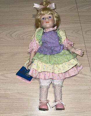 MYD Inc MARIAN YU DESIGNS PORCELAIN BLUE  EYED GIRL DOLL 16" LTD ED 1988 VINTAGE