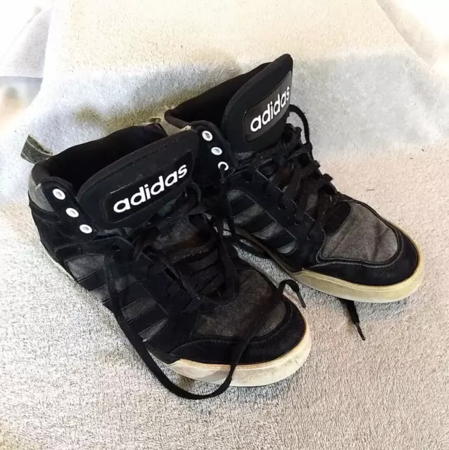 ADIDAS MENS BLACK/GRAY Canvas High Top Basketball Shoes, Size: 10.5 # ...