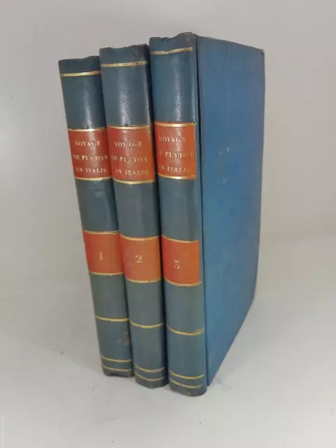 PHILOSOPHIE-VOYAGE DE PLATON EN ITALIE-Relié-1807-E.O.-COMPLET en 3 VOL-ILLUSTRÉ