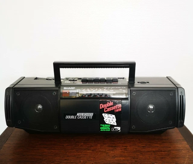 Vintage Boombox SHARP WQ-T222H Double Cassette Twin Stéréo Radio K7 Recorder TBE