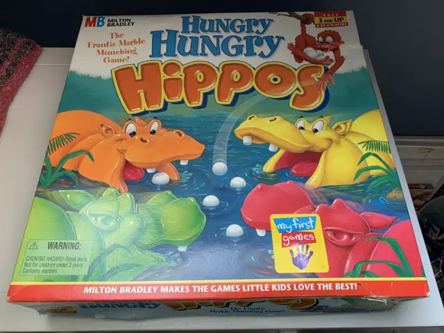Vintage 1994 Milton Bradley HUNGRY HUNGRY HIPPOS Marble Eating GAME Nice!