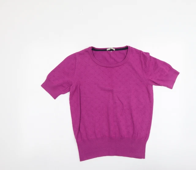 Maglione pullover da donna viola collo rotondo cotone taglia 12