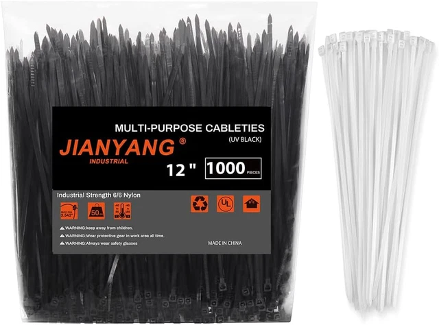 12 Inch Zip Ties Bulk 1000 Pack Black & 100 Pack Whiteheavy Duty Cable Wire