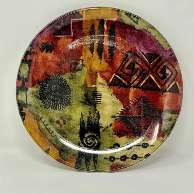 Handmade Tribal Print Glass Display Plate