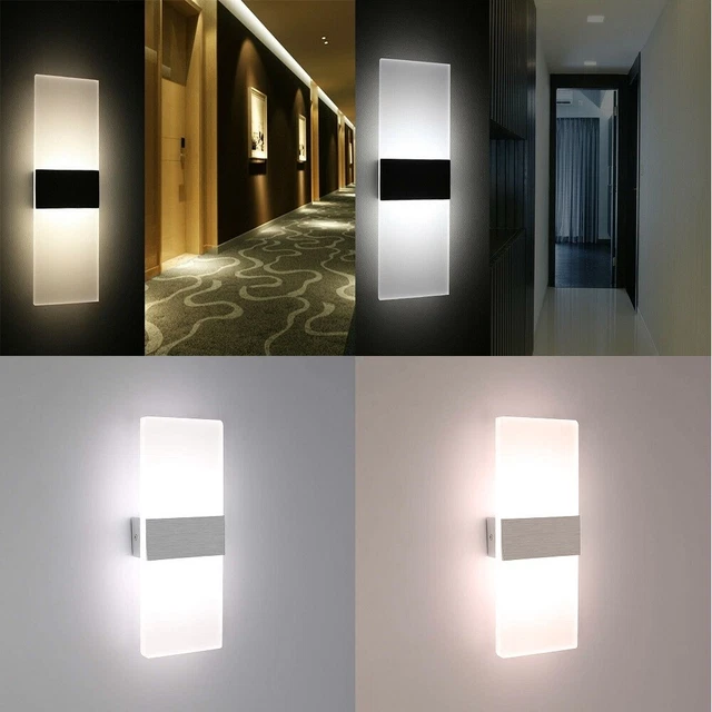 Applique Moderno Lampada A Led Per Parete Muro Per Interno Da 12W Acrilico Vetro