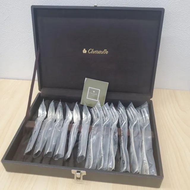 Christofle Pearl 12 pcs Silver plated flatware cake fork coffee spoon with box
