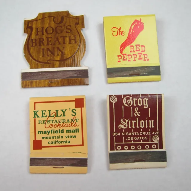 4 Vintage Matchbook Covers Hogs Breath Inn Red Pepper Kellys Grog & Sirloin CA
