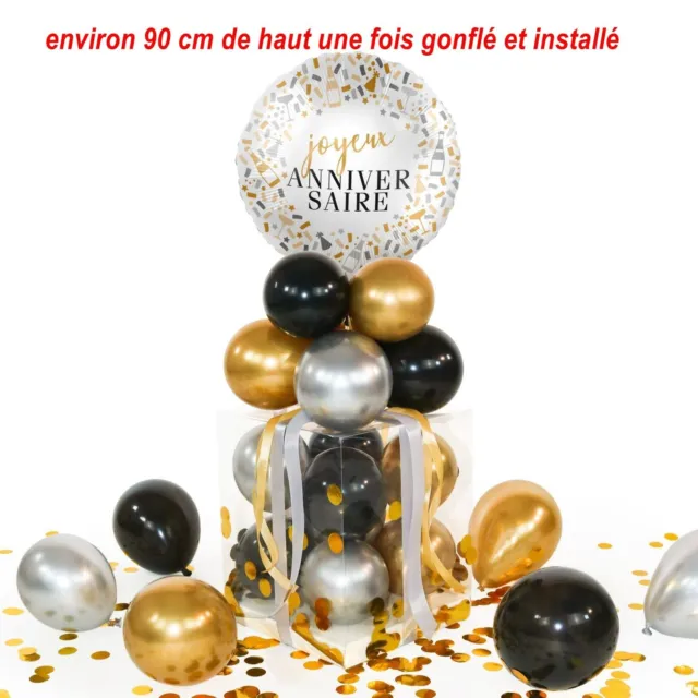 Coffret cadeau XXL DIY Ballon Alu Latex  Joyeux Anniversaire monté env 90 cm HT