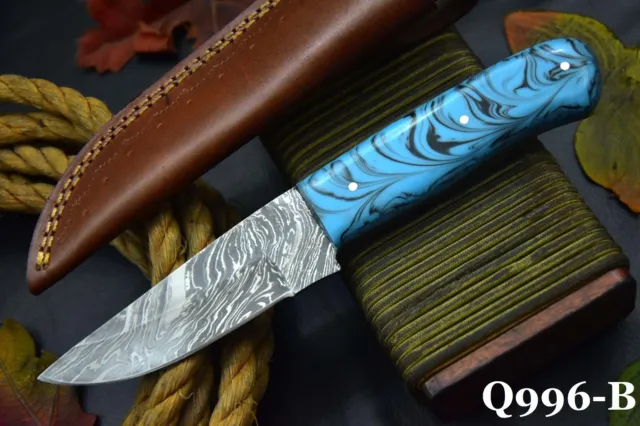Custom 8.4"OAL Hand Forged Damascus Steel Hunting Knife Handmade (Q996-A)