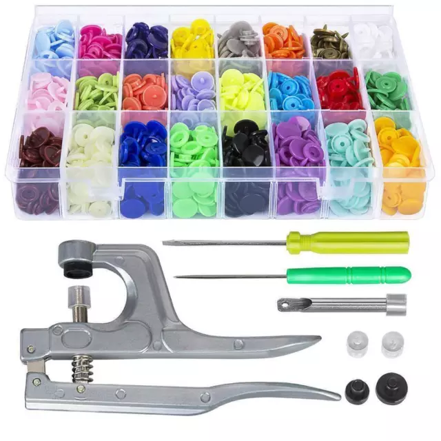Metal Sewing Button Hollow Prong Ring Press Studs Snap Fasteners Plier Tool  Kit