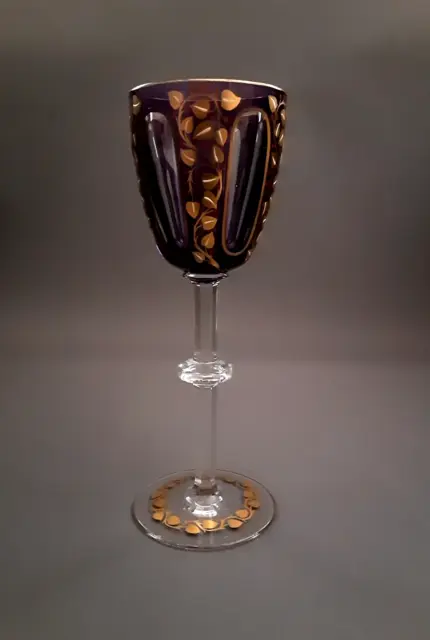 Ein seltenes, antikes, Emaille bemaltes Jugendstil Weinglas aus der Zeit um 1900 2