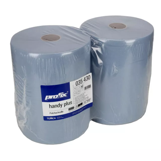 2x Putzrolle Putztücher Putzpapier Papierrolle BLAU 2-LAGIG 36x38cm 2000 Blatt