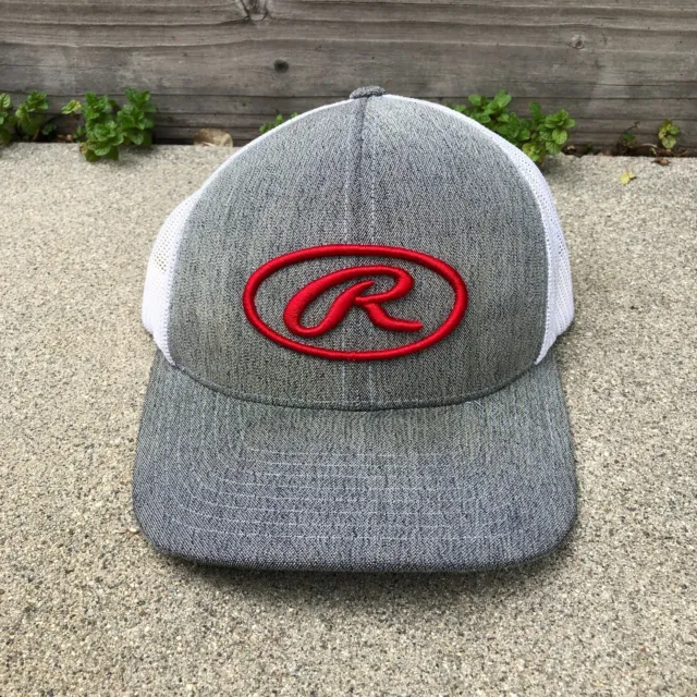 VTG PACIFIC HEADWEAR Rawlings Trucker Hat Men's Embroidered Snapback Grey Cap
