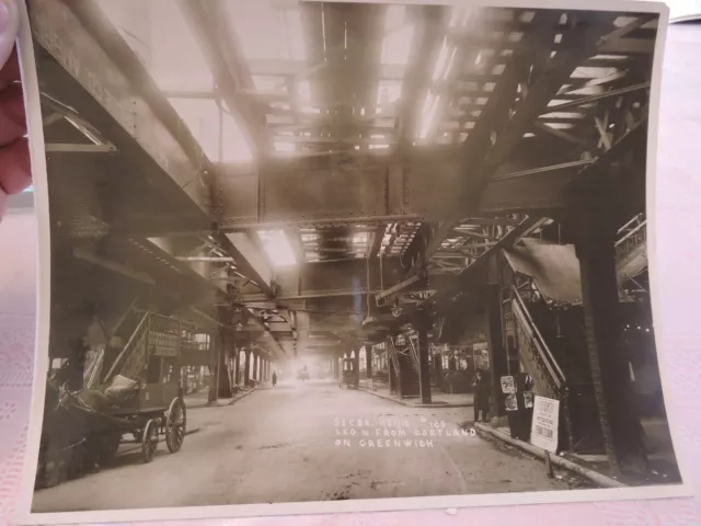 ORIG 1915 New York City NYC 8 x 10 El Subway NF Cortland Greenwich Street Photo