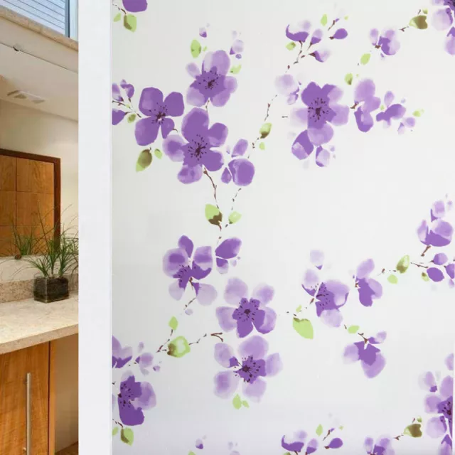 Colorful Flower Bathroom Window Glass Electrostatic Stickers Removable Film