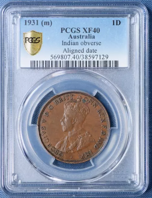 1931 Penny Indian Obv Pcgs Xf40 Scarce Coin In This Grade Aligned 1 Gold Shield