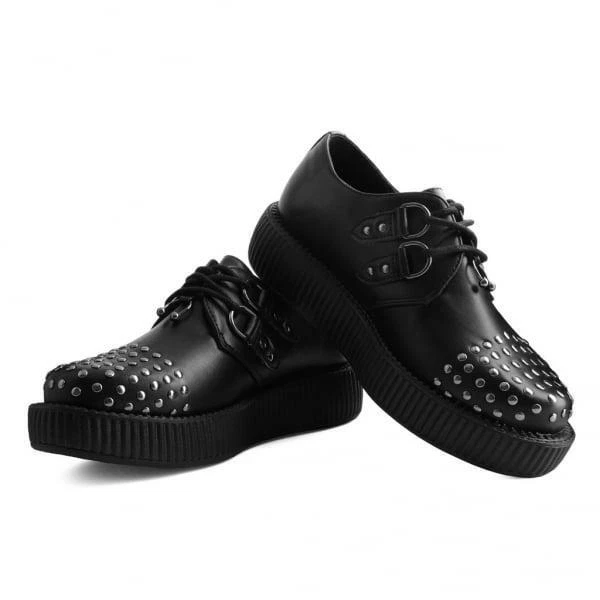 T.U.K. SHOES BLACK Studs & Septum Viva Low Sole Creeper AV9369 EUR 104