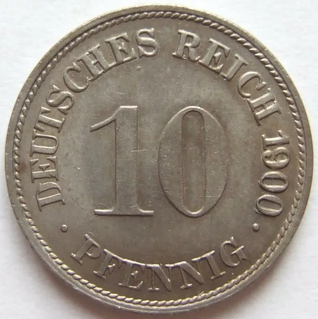 Moneta Reich Tedesco Impero Tedesco 10 Pfennig 1900 G IN Uncirculated