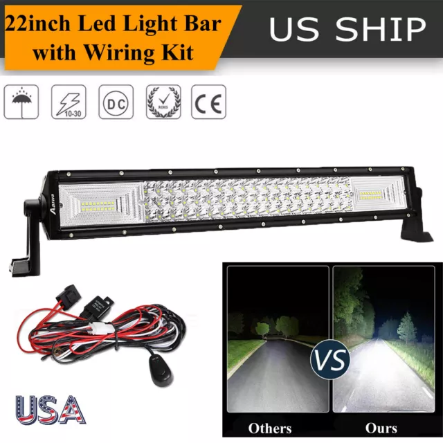 22inch 120w Led Work Light Bar Flood Spot Combo For Offroad SUV ATV Boat Truck