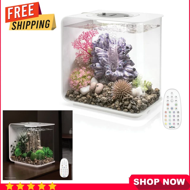 White 4Gallon Flow 15 Aquarium With MCR Light,Acrylic,Quick and easy set-up,USA