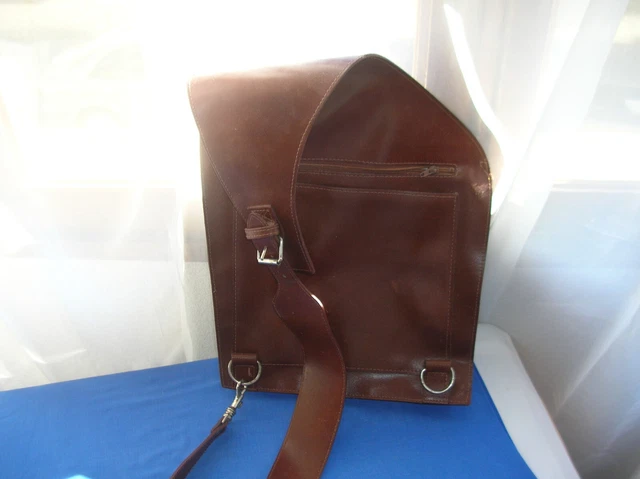 Sacoche Vintage En Cuir Marron - Cartable Bandoulière Homme - Ancien Et Rare