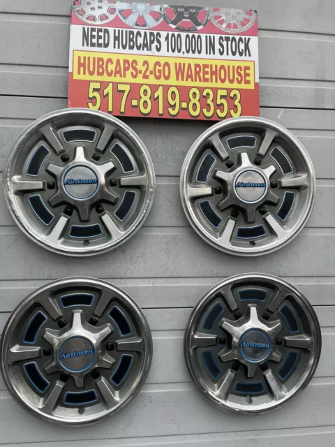 Airstream 15” Set 4 Rally Wheel Hubcaps Full  Used Mag Style Stainless Rally