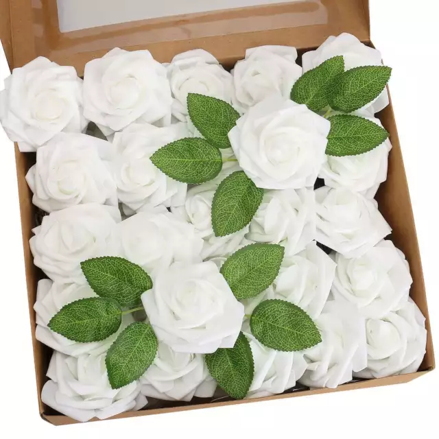 25 50pcs Artificial Foam Rose Flower Wedding Bouquet Party Shower Garland Decor