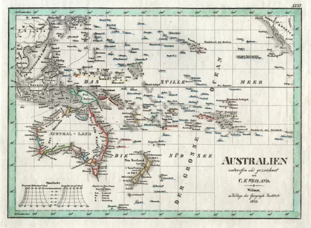 Australien Original Kupferstich Landkarte Weiland 1835