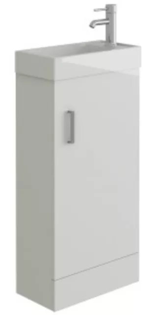 Bathroom Cabinet Vanity Unit Sink Basin Storage Ceramic Gloss White 400mm