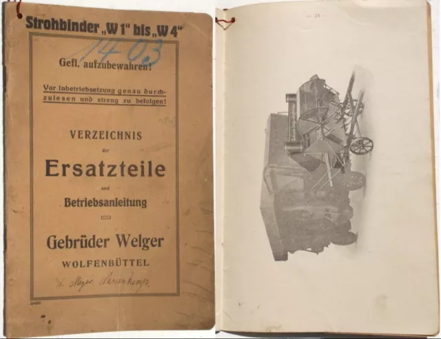 Welger Wolfenbüttel 1930er Strohbinder W1 W2 W3 W4 Landmaschinen Traktor Trecker