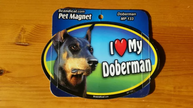 Scandical I Love My Dog Laminated Car Pet Magnet 4" x 6" Doberman