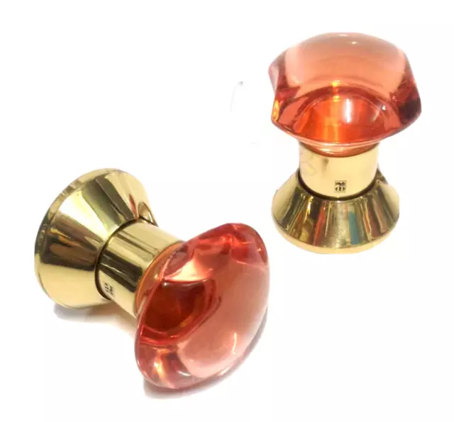 Pomolo Per  Porta Mandelli  Art.3004 Vetro Murano Rosa Lucido + Ottone Lucido