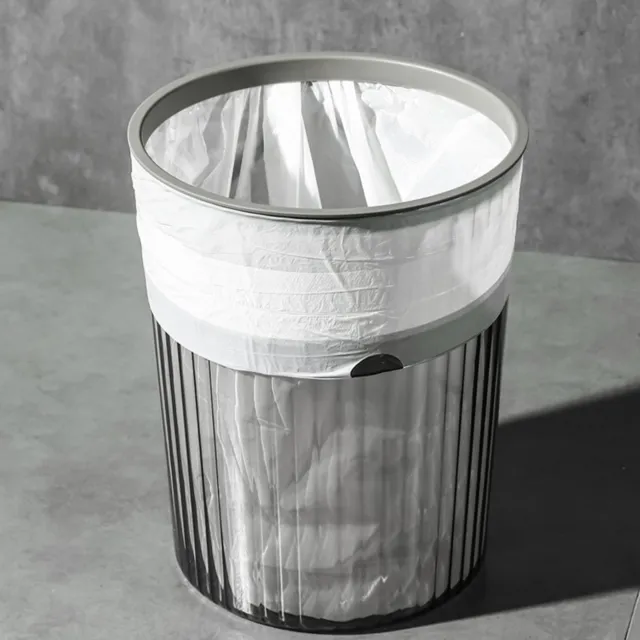 (Gray)Trash Can Garbage Bin Clear Stylish Lid Large Capacity Easy Attached For