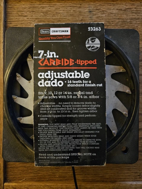 Sears Craftsman 9-3263 Carbide Tipped 7" Adjustable Dado Saw Blade 16 Tooth Sears Craftsman 9-3263 Carbide Tipped 7" Adjustable Dado Saw Blade 16 Tooth