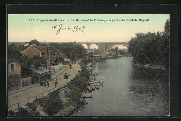 CPA Nogent-sur-Marne, La Marne et le Viaduc, vue prise du Pont de Nogent 1908