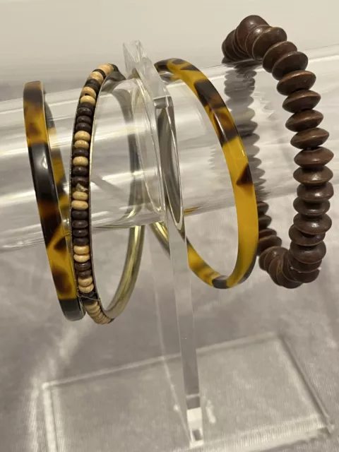 Set Of 4 Brown Bangle Bracelets