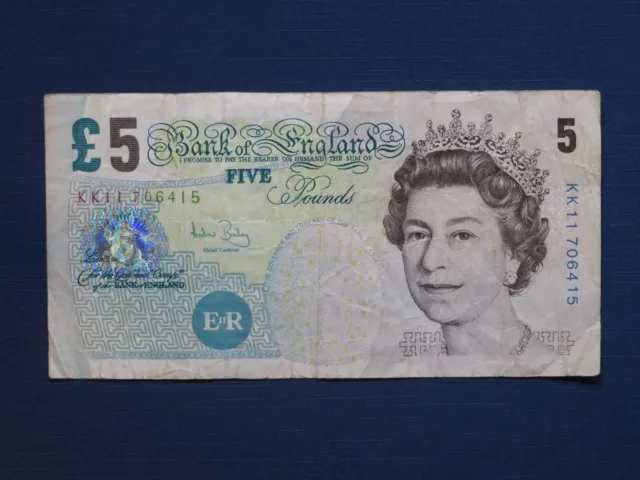 Großbritannien alte Banknote 5 Pounds 2002 gebrauchte Umlauferhaltung (USED)