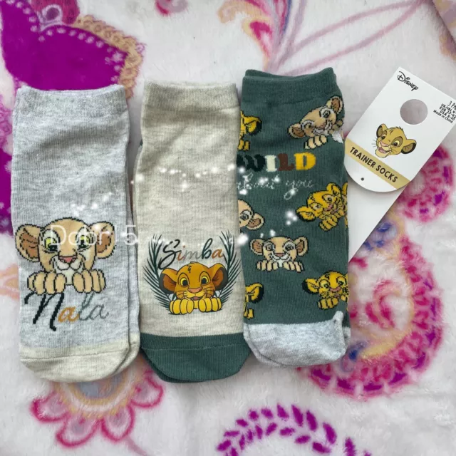 Primark disney Simba Lion Kong Trainer Socks Uk 4-8