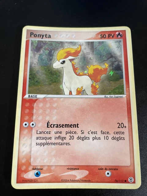 Ponyta Holo - Pokemon 76/112 Ex Red Light Green Leaf Close To New Fr