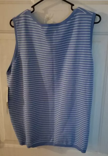 Lauren Ralph Lauren Sweater Sleeveless Womens 3 XL Striped Blue White Knit NWT 2