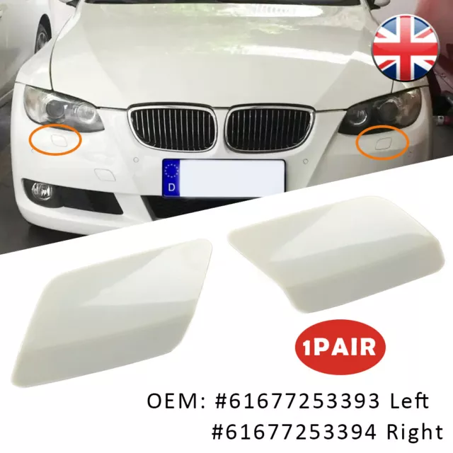 Left& Right Pair For BMW E92 E93 LCI Headlight Washer Jet Spray Nozzle  Cover Cap