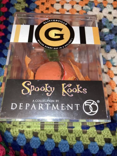 Department 56 GLITTERVILLE Halloween BRUISER Pumpkin Ornament Spooky Kooks New