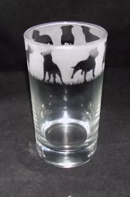 New 'STAFFORDSHIRE BULL TERRIER' Hand Etched Highball Glass with Gift Box