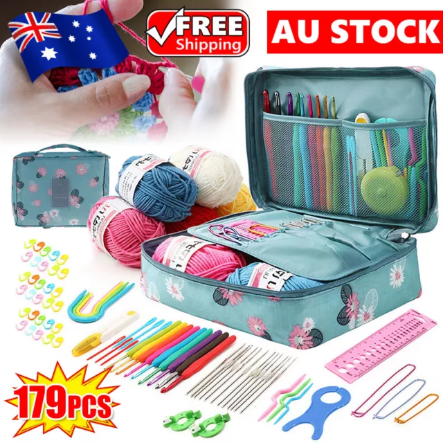 Knitting Needles Crochet Hooks Set Tools Kit Yarn Sewing Tools Grip With Box DIY